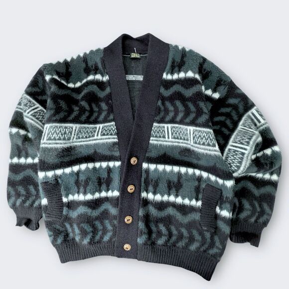 Vintage Tejidos Milma Huasi Sweater Men L Wool Cardigan Aztec Alpaca Llama Heavy - Picture 2 of 8